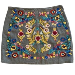 Umgee Women’s Embroidered Mini Skirt large like Johnny Was, Easel, Anthro